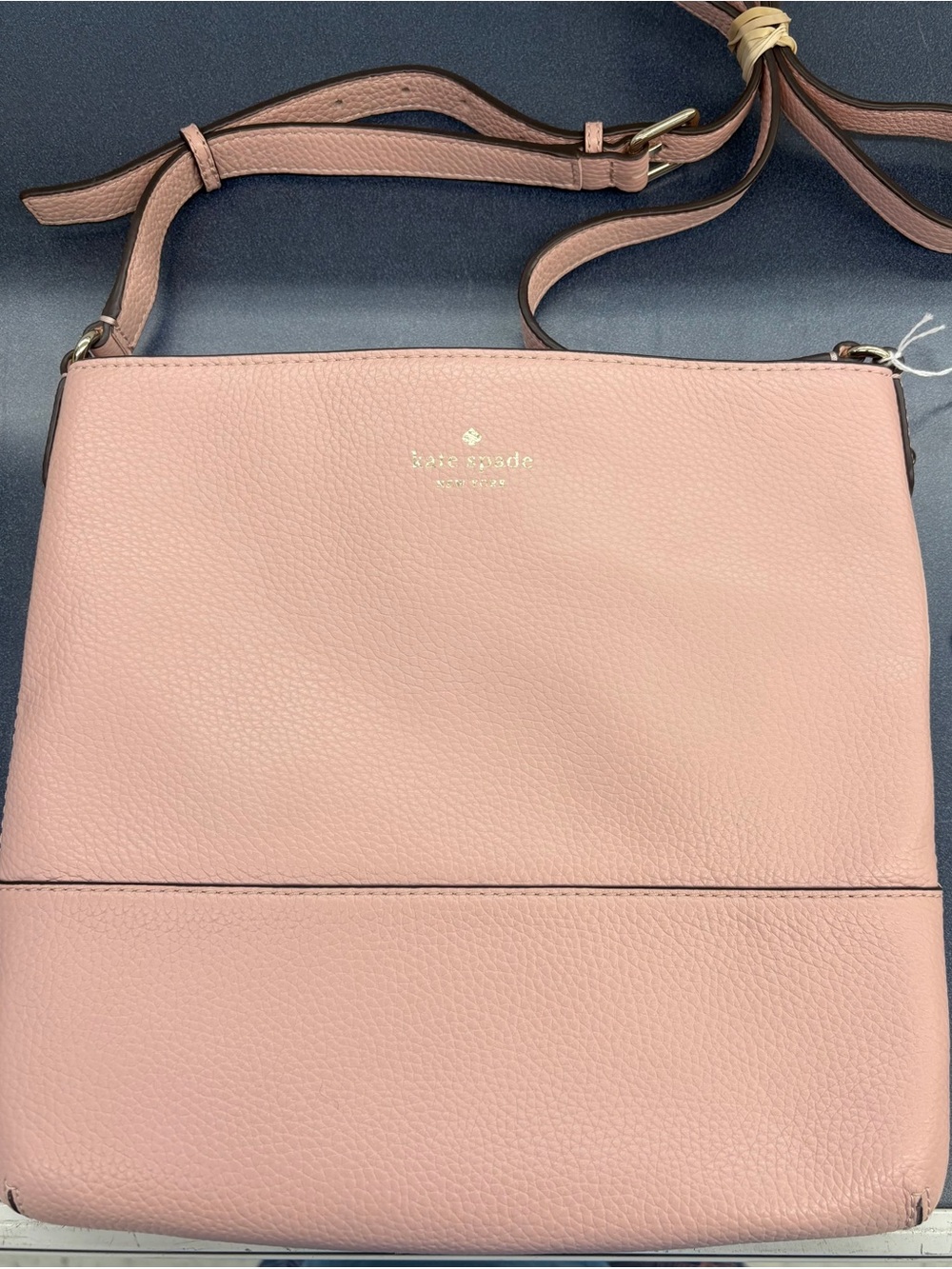Kate Spade NY Pebbled Leather Crossbody Blush Pink Gold Hardware Clean Interior